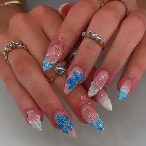 Box of 24 Fake Nails Set, Includes Jelly Glue & Nail File, Perfect for Salon Quality Manicure at Home, Easy Application & Long-Lasting Wear