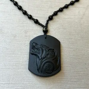 Obsidian Wolf Necklace