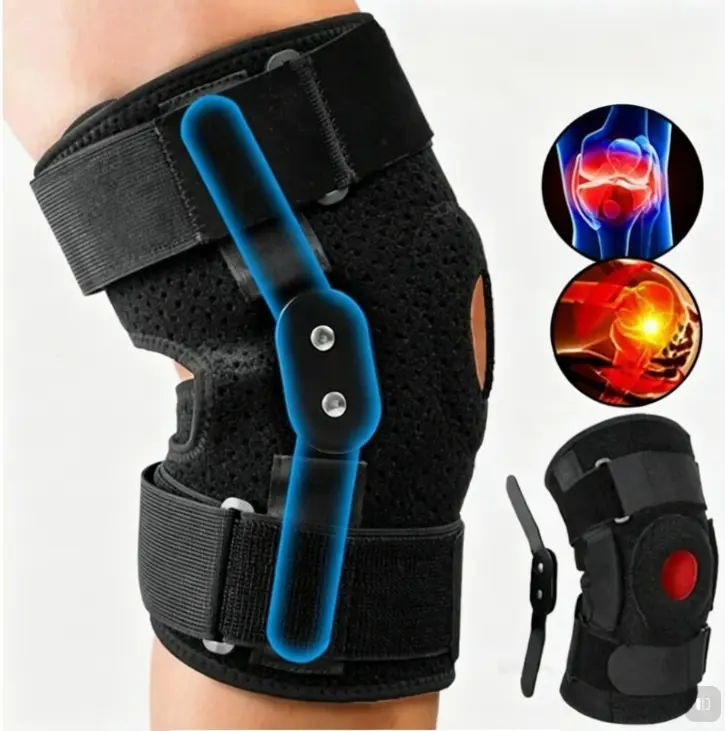 Warm Compression Knee Protection,Knee Supporter Compression Sleeve in Breathable Air Mesh with Side Stabilizers and Adjustable Wrap for Running and Joint Support