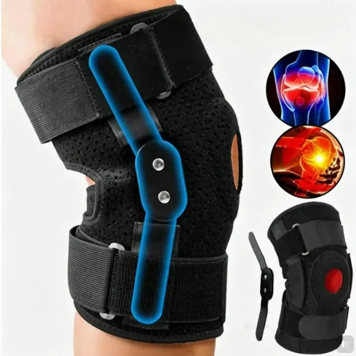 Unisex Adjustable Athletic Knee Brace - Breathable Air Mesh Sports Knee Sleeve, Side Stabilizers, Secure Fit System, Ultra-Soft Bandage for Runners, Fitness, Hiking (L/XL/XXL)