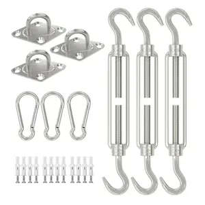 Stainless Steel Shade Sail Mounting Kit, Turnbuckles and Brackets for Awning Installation, Heavy Duty Rustproof Hardware Set