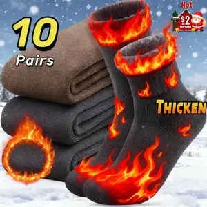 3/10 Pack Men's Warm Snow Socks - Thickened Fleece Boot Socks Soft Fluffy Gift for Men Outdoor Casual gift