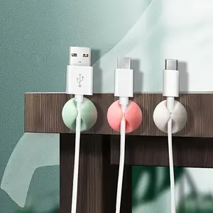 3pcs Desktop Data Cable Organizer, Cord Organizer, Single Hole Fixed Cable Clip, Phone Charging Cable Holder, Office Desk Accessories