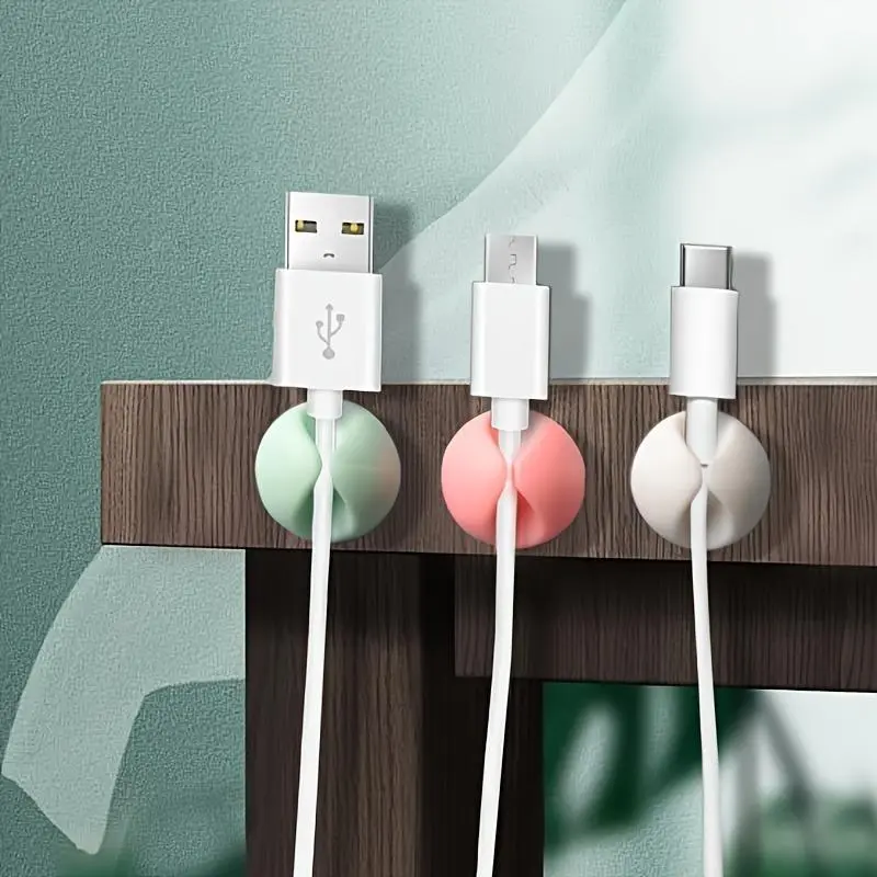 3pcs Desktop Data Cable Organizer, Cord Organizer, Single Hole Fixed Cable Clip, Phone Charging Cable Holder, Office Desk Accessories, Cable Organizer Clips, Cord Organizer For Desk