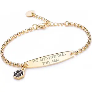 Pre-engraved Simple Rolo Chain Medical Alert ID Bracelet for Women
