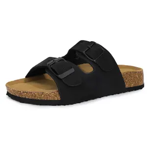 SHOESLOCKER Women's Cork Footbed Cloud Sandals - Slip-On with Dual Buckles, Cloud Cushion, Arch Support, Casual Walking Shoes, Beach Footwear for Summer Outdoors, Footwear For Beach