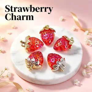 5pcs Acrylic Strawberry Charms, Transparent Fruit Design, Cute 3D Pendants for DIY Bracelets, Necklaces, Earrings, Phone Lanyards, Bags