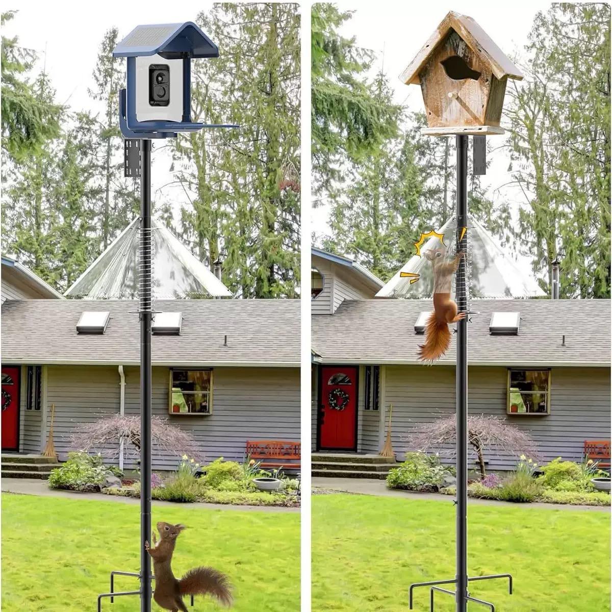 Outdoor 2-Piece Set: 80-Inch Adjustable Bird Feeder Stands — Self-Decorating; Suitable for Feeders, Birdhouses, and Weather Stations. Heavy-Duty, Rust-Resistant Design to Enhance Your Outdoor Landscape and Elevate Your Birdwatching Experience.
