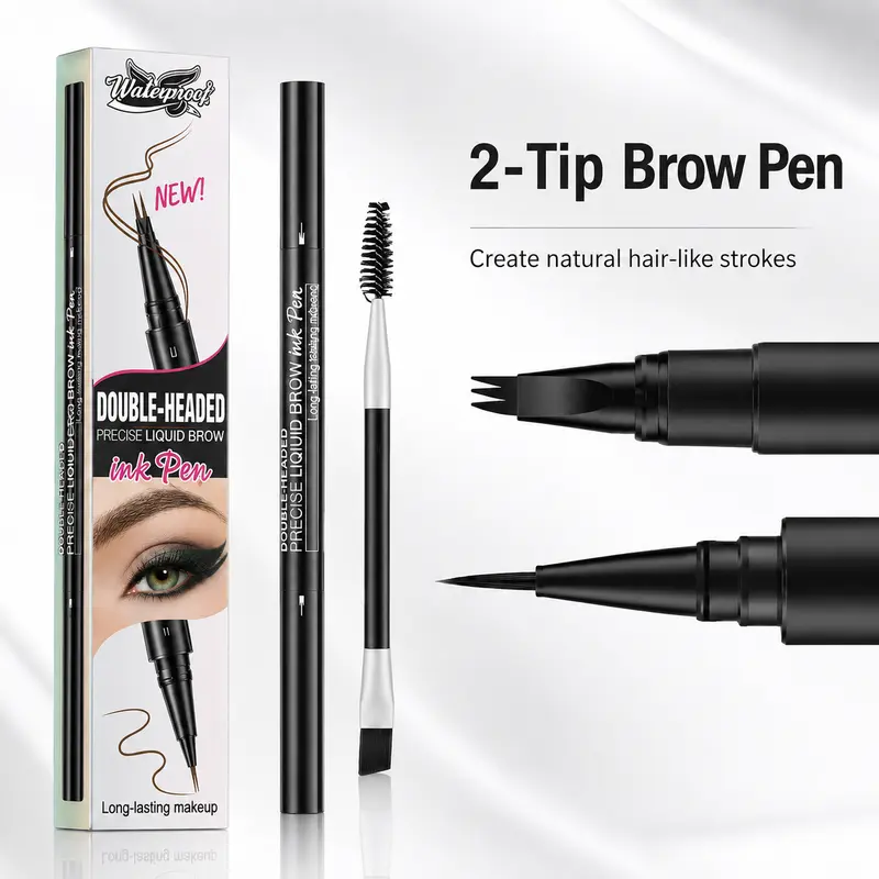 Precision Eyebrow Pencil, 2-in-1 Waterproof Cosmetic Brow Enhancer for Adults - Portable, Precise Tip, 2-Tip Brush, Dual-End Comb, All Skin Types, Natural Hair Match for Sparse Brows, At-Home Use, Box Included (Beauty & Personal Care)