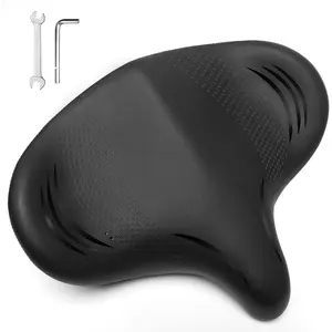 BUCKLOS Extra Wide Bike Seat Cushion for Exercise Bike - Men Women Comfort Soft Foam Padded Bicycle Seats - Comfortable Big Saddle for Stationary/Peloton/Spin Bike/Ebike Oversized Seat