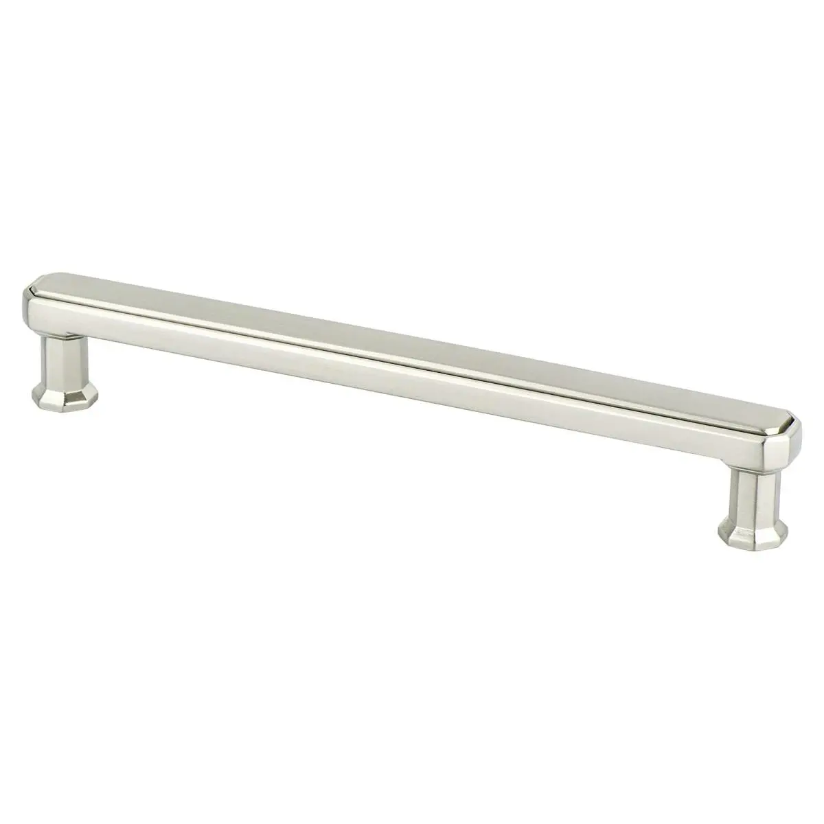 CC Harmony Series Single Pull Door Hardware, 160 mm Zinc Base Pull, Brushed Nickel Finish, Gemstone Accents for Cabinet Doors, Gem Shape Ends