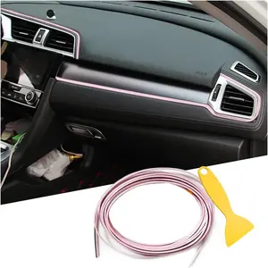 Car Interior Moulding Trim Strips, 33Ft/10M Universal Electroplating Decoration Filler Insert Strips, Styling Dashboard DIY Flexible Strip, Garnish Accessory with Installing Tool