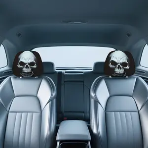 2 Pack Cool Skull Pattern Car Seat Headrest Covers, Stylish Design, Enhances Interior Ambiance, Ideal for Daily Driving & Long Trips, Car Seats Covers