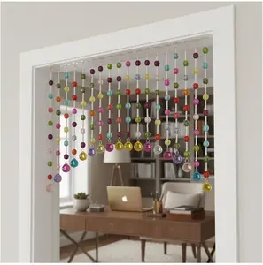 Beaded Door Curtain, Acrylic Multicolor Door String Beads Curtains for Doorways Hippie Window Closet Door Way Bead Hangings Curtain Arched Bedroom Hallway String Curtains(20 Strings)