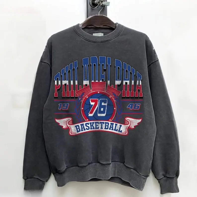 Philadelphia Basketball Vintage 90s Sweatshirt, 76ers Retro Crewneck, 76ers Basketball Team Gift Shirt, Basketball 90s Tee 14225TK3