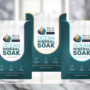 Baja Gold Ocean Mineral Soak - Body Care Cleanser for Muscle Recovery & Skin Revitalization - Epsom Salt with Magnesium & Sulfate - 4 Ocean Mineral Baths