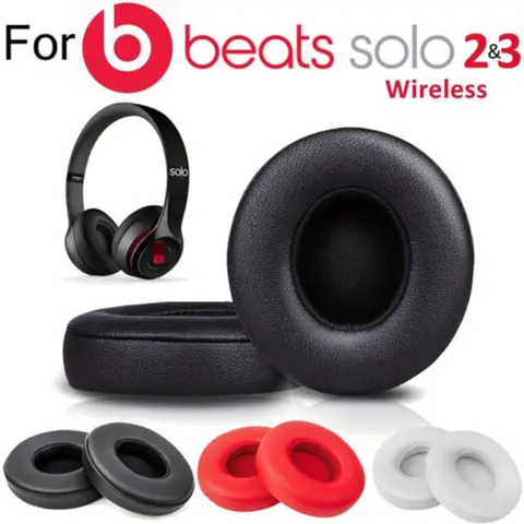 Protein PU Memory Foam Replacement Ear Pads - Flexible, Soft, Durable Cushion Covers, Audio Accessories for Beats by Dr. Dre Solo 2 & Solo 3 Wireless Headphones