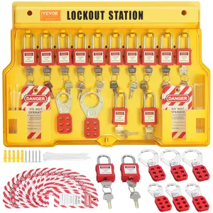 VEVOR Electrical Lockout Tagout Kit,  60 PCS Safety Lockout Tagout Station Includes Padlocks, Hasps, Tags, Nylon Ties, Expansion Kit, and Lockout Station Board, for Industrial, Electric Power