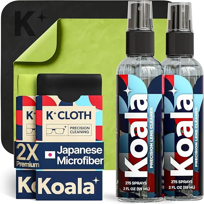 Eyeglass Lens Cleaner Spray Kit 4PCS – Alcohol-Free Glasses Cleaner, Microfiber Cloth, Safe for Screens, Phone, Camera Lens Cleaning Set