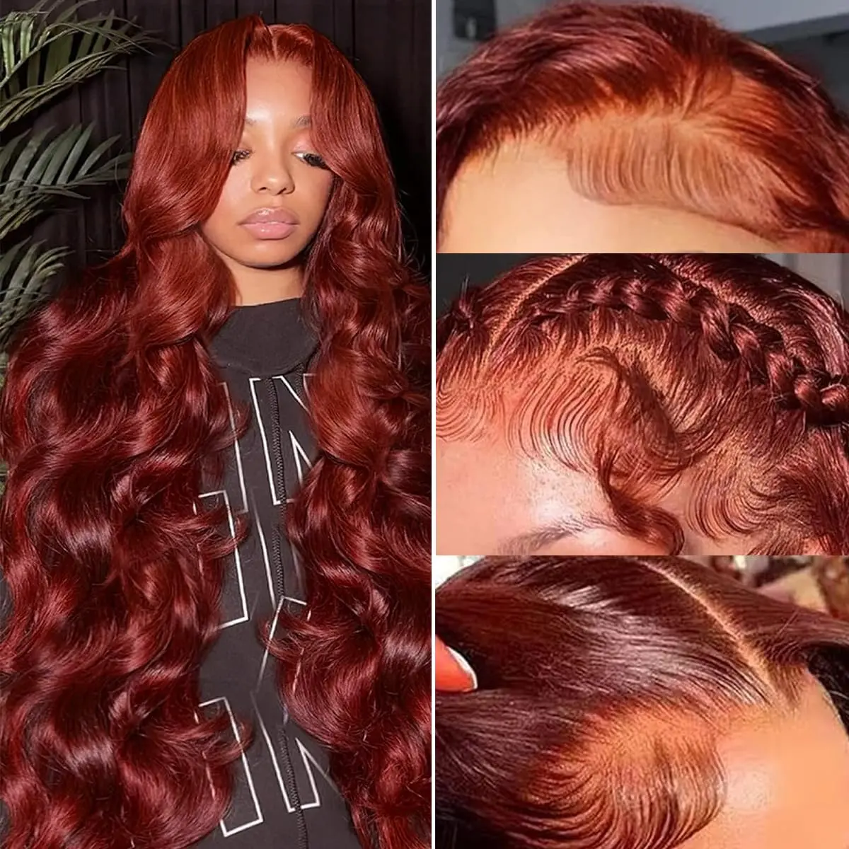 Bling Hair Reddish Brown /Chocolate Brown /99J 13x4 13x6 Lace Front Wigs Human Hair 180 Density Body Wave HD Lace Frontal Wigs Human Hair Colorful Wigs Human Hair Pre Plucked Frontal Human Hair for Women