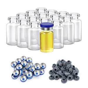 10ml Glass Vials, 100 PCS Lab Headspace Vial with Rubber Stoppers and Plastic-Aluminum Flip Caps