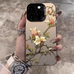 for use with iphone 16 pro max National Style Magnolia cases for use with iphone 15 plus 14 pro 13/12/11 Vintage Retro Mobile Cover for use with iphone X/XS XSMAX 7/8 PLUS para Samsung galaxy s24 ultra compatible with s23 plus s22  Protection case