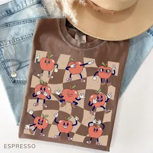 Checkered Teacher Shirt Comfort Colors, Retro Apple Teacher Shirt, Gift for Teacher, Back to School, Teacher Appreciation, Cute Teach Shirt