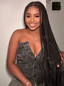 360° Full Lace Box Braided Wigs, Breathable Classic Design, Easy to Wear, Suitable for All Seasons, Comfortable and Non-Stuffy