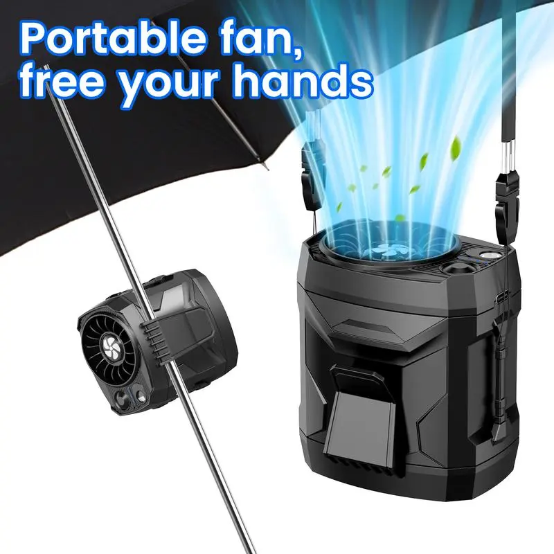 Wearable Portable Waist Fan with LED Emergency Light and Lanyard, Clip-on Car Fan, 4 Speeds Adjustable, Cellphone Holder, Type-C Rechargeable Fan,Multifunctional Cooling FAN for Outdoor, Extreme Cooling, Construction Site, Office, Makeup, Gifts