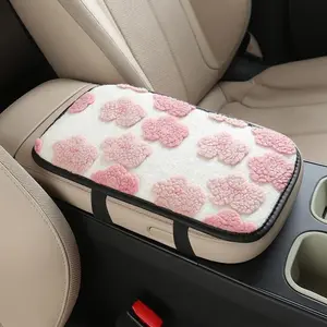 Short Plush Floral Arm Rest Cover for Car, Car Center Console Cover - Artificial Plush, Fashionable, Beautiful and Dazzling Car Interior Accessories, Car Interior Decor, Car Interior Decoration