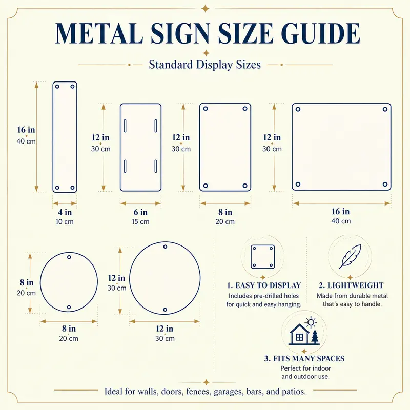 After-Sales Instructions for Metal Sign Orders, Aluminum Sign Size and Product Reference Information