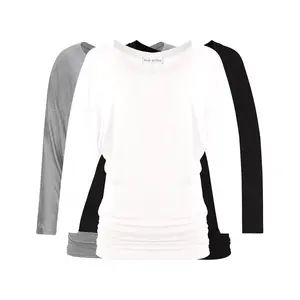 3/4 Sleeve Dolman Tops (3 Pack: Black, Heather Grey, White)
