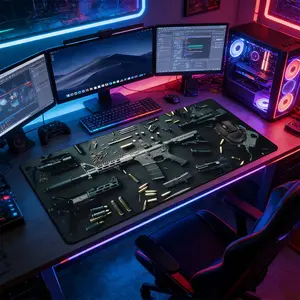 Gun Disassembly Large Gaming Mouse Pad, Non Slip Mousepad, Non-Slip Rubber Base Stitched Lock Edge Desk Mat, FPS Gaming Desk Pad, Durable Computer Accessory for Home Office & Gaming Setup, Ideal Gift for Gamers & FPS Gaming Fans