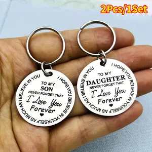 2Pcs Inspirational Keychain Gift For Daughter/ Son From Dad And Mom - Never Forget That I Love You Forever - Perfect For Christmas, Birthday, And Graduation