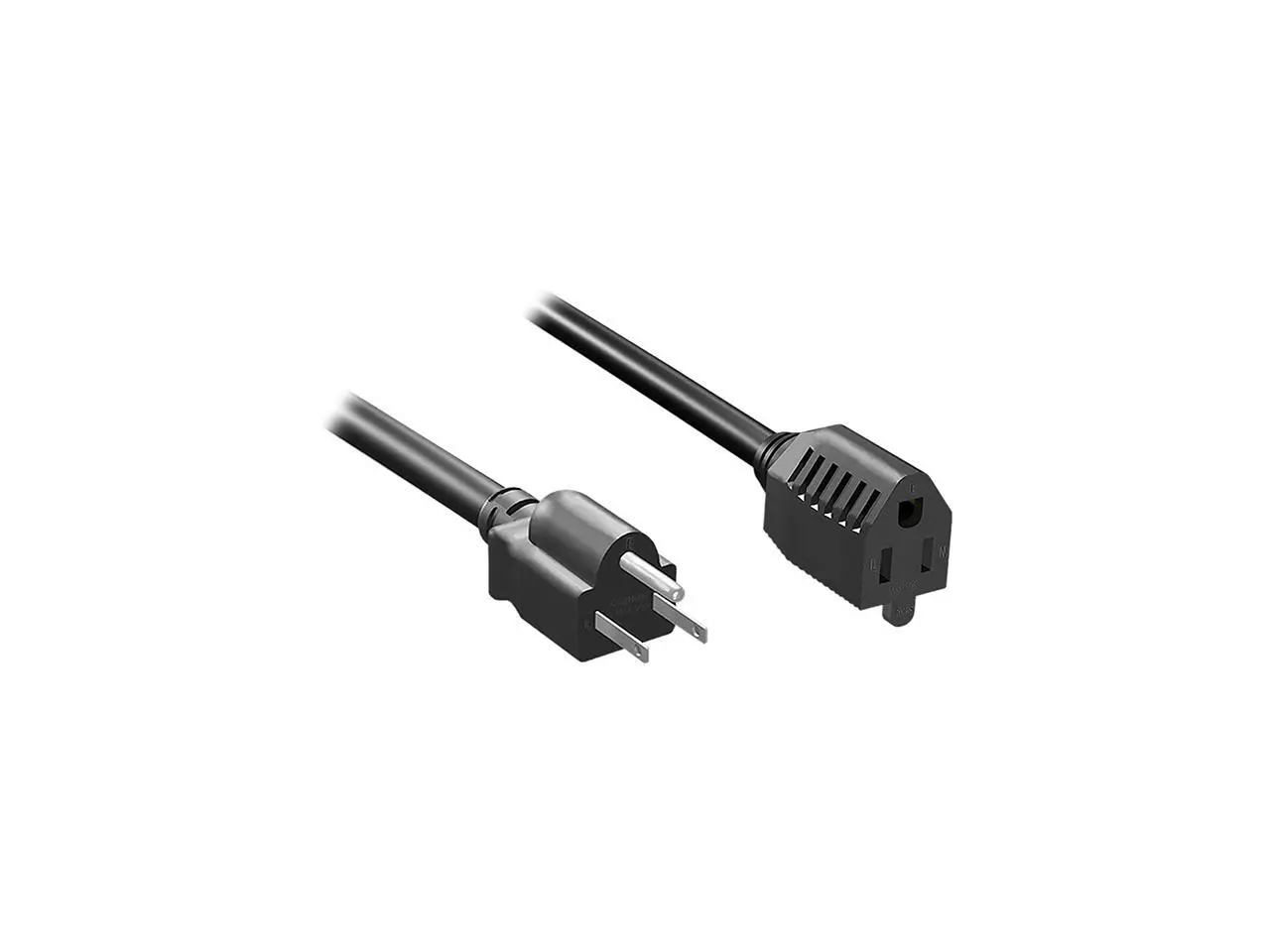 Nippon Labs 14 AWG NEMA 5-15P to NEMA 5-15R Power Extension Cable, SJT, 15A/125V, Black 1ft.Power Cord