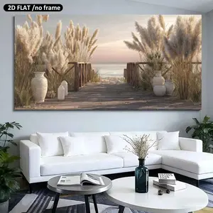 2D Flat, 1pc Large  19.68*39.37In/50Cm*100Cm Unframed,Modern Canvas Printing Beach Path Modern Home Decoration Canvas Art Prints Suitable for Living Room Bedroom Mural Design Posters Decorative Christmas Home Relocation Gift
