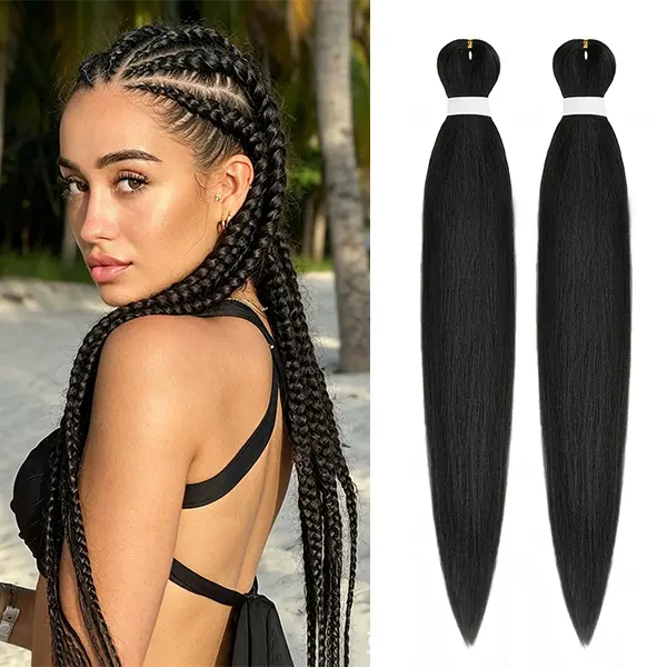 Braiding Hair Pre Stretched 30 Inch 2 Packs Yaki Texture Synthetic Hair Extensions for Knotless Box Braids Twists