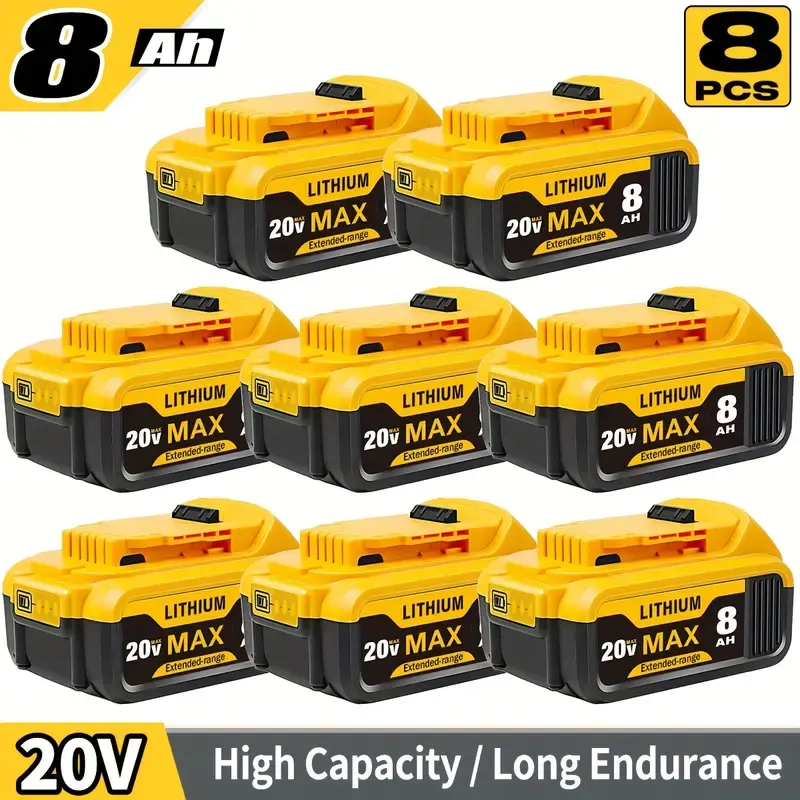 Lithium Battery Replacement Set 20 volt MAX 8Ah High Capacity Long Endurance 8PCS