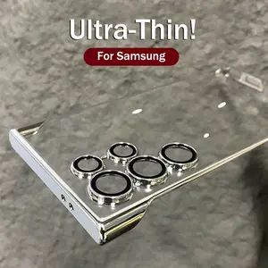 Luxury Plating Frameless Case For Samsung Galaxy S25 S24 Ultra S23 S22 Thin Transparent Camera Protection Shockproof Hard Cover