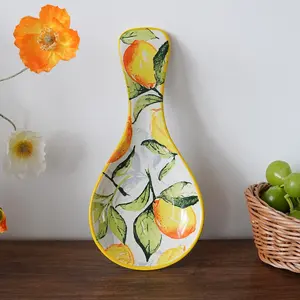 Creative Ceramic Lemon Cherry Spoon Rest, Multi-Use Kitchen Utensil Holder, Cherry Design, Desktop Cutlery Organizer