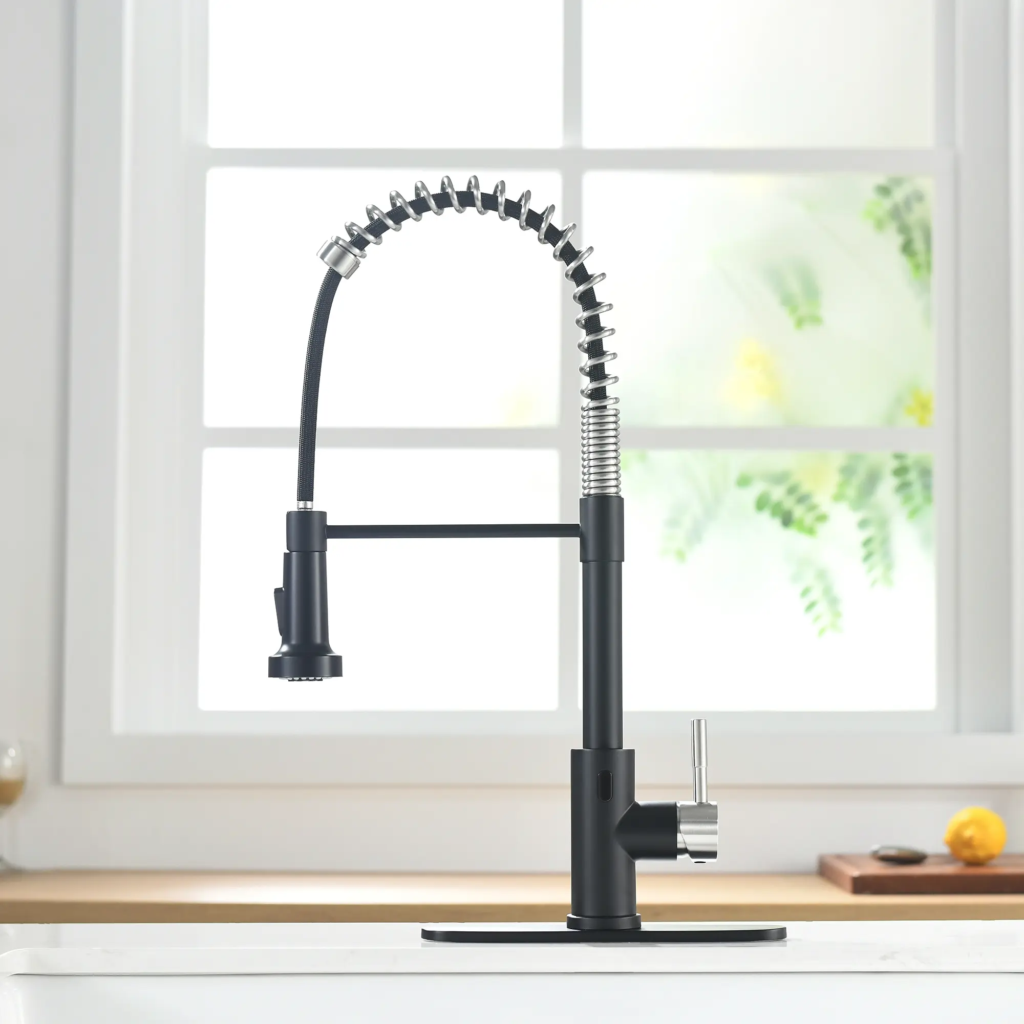New Single Handle Induction Gooseneck Pull Down Sprayer Kitchen Faucet
