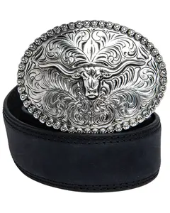 Cody James Boys' ' Longhorn Plaque Buckle Belt - Blt711-01