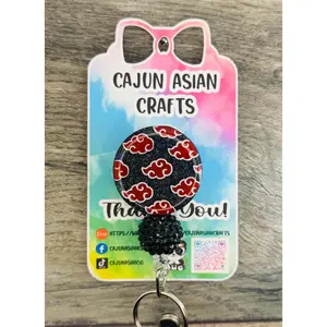 Anime Red Cloud Symbol Badge Reel/ID Clip Retractable-(Alligator, Belt, MRI Safe, Carabiner Clips) & Non-Retractable Clips