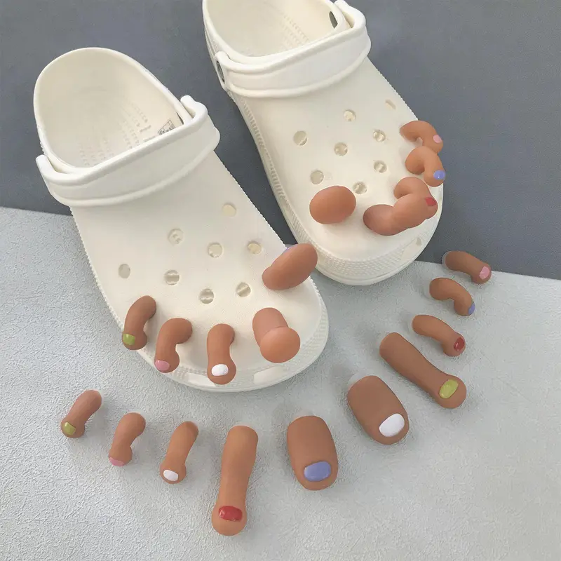 Humwam 10-Piece Plastic Footwear Charm Set, Cute Chic Cartoon Almond Flair Decorative Accessories, Funny Removable Clip-On Pins for Daily Wear DIY Projects