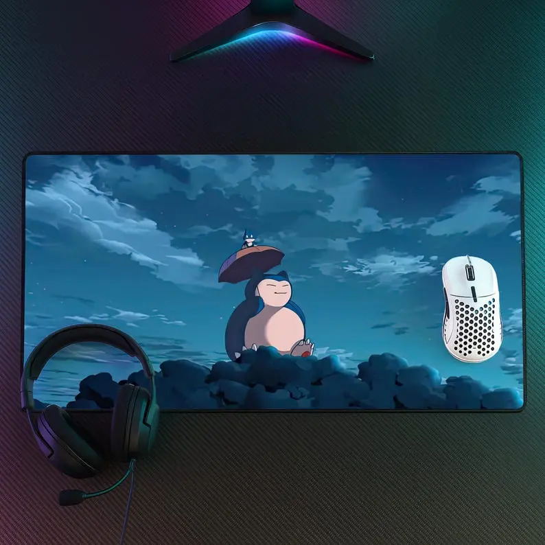 Relaxing Snorlax Mouse Pad, Cute Anime Desk Mat, Cozy Gaming Mousepad, Kawaii Desk Setup, Sleepy Monster Desk Decor, Gamer Gift agnese
