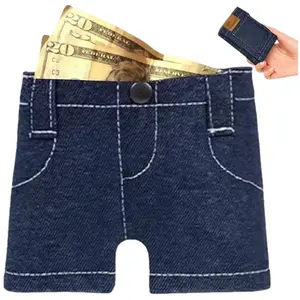 Unisex Mini Jeans Wallet-Three-Dimensional Folding Multi-Function Credit Card Holder with Coin Card Position, Portable Fabric Student Wallet, Fashion Daily Accessories