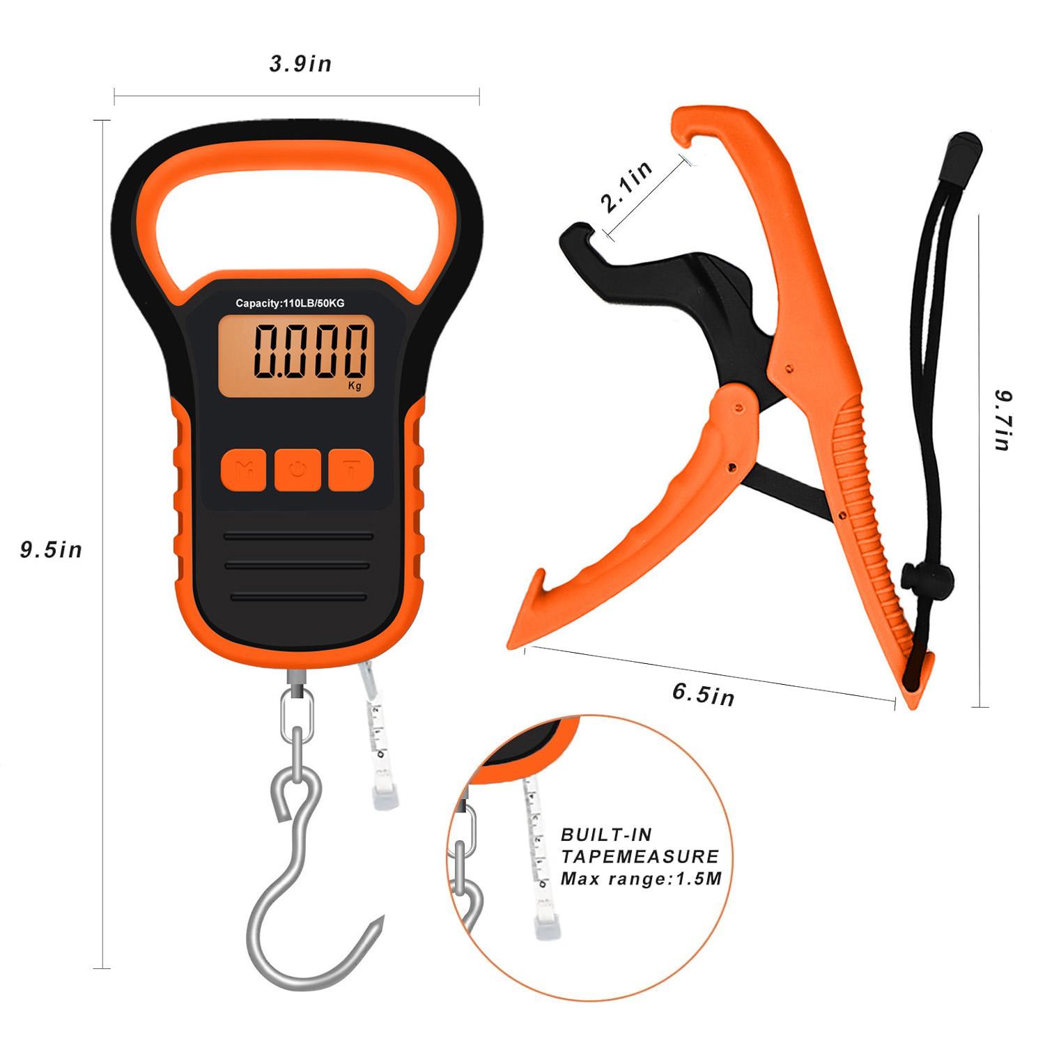 110lb/50kg Capacity Professional Fishing Scale, Fish Scale, Hanging Scale – With Fishing Lip Gripper, Waterproof, Backlit Night Light, LB/OZ/KG Unit Conversion, Memory Function & Measuring Tape | Portable Set Includes Lip Clamp, Battery 110lb/50kg Capacity Professional Fishing Scale, Fish Scale, Hanging Scale – With Fishing Lip Gripper, Waterproof, Backlit Night Light, LB/OZ/KG Unit Conversion, Memory Function & Measuring Tape | Portable Set Includes Lip Clamp, Battery