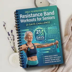 Elderly Resistance Band Workout Log, Home Fitness Plan, Strength Training Record, Low Intensity Exercise Schedule, Flexibility Trainer