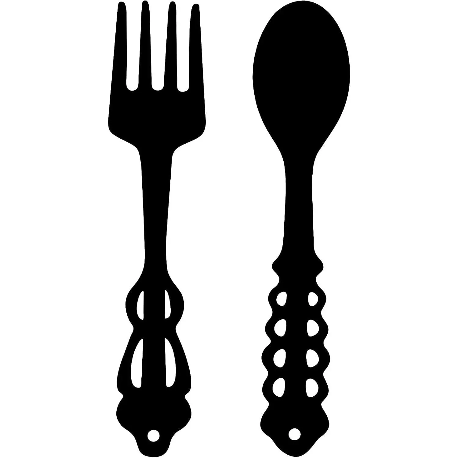 2 Pieces Metal Fork Spoon Wall Decor Big Black Metal Large Kitchen Rustic Fork Spoon Shaped Wall Decor Hanging Sign for Farmhouse Home