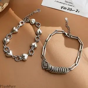Heart Charm Bracelet, Exquisite Trendy Fashionable Vintage Simple String Bracelet for Women, Party Jewelry Gift, Exquisite Trendy Bracelet outdoorfun